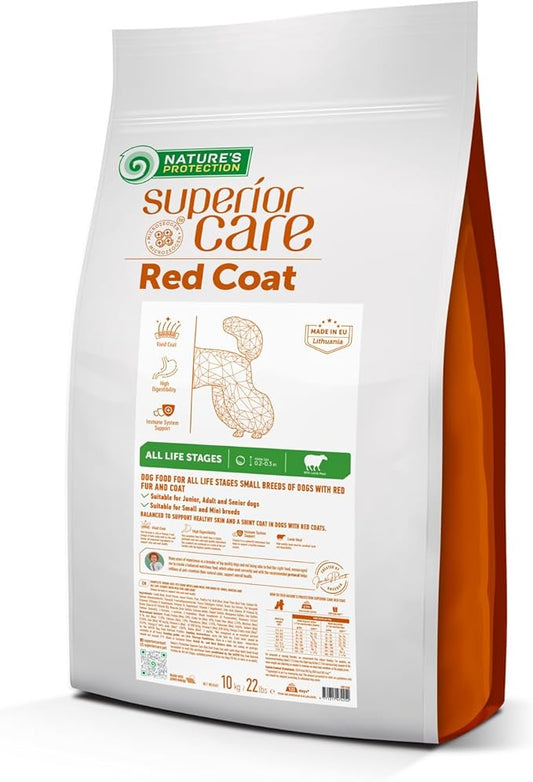 Nature's Protection Superior Care Grain-Free Dry Dog Food - High Protein, Coat Shine Dog Food for Small Breeds Red Coated Adult Dogs, Fresh Pet Meal, Lamb, 22 lb
