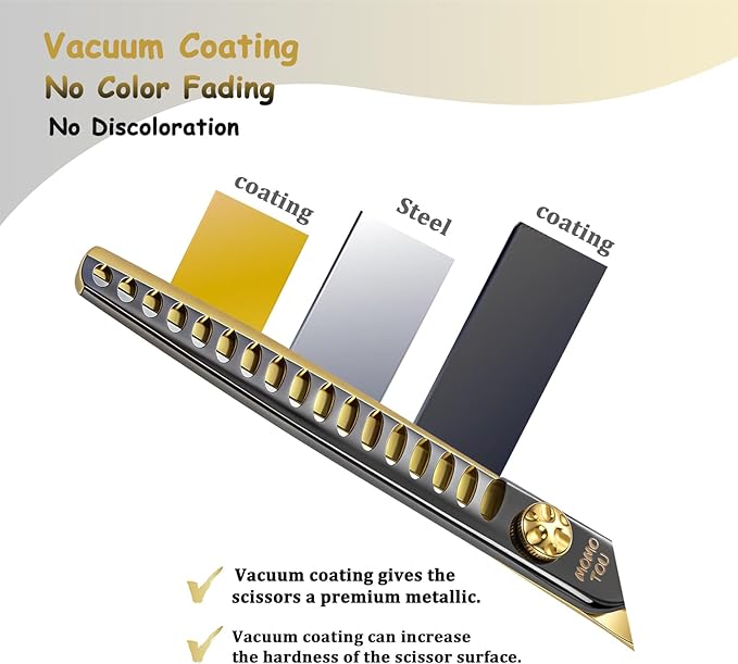 7.5'' Chunker Dog Grooming Scissors with Decorative Screw Sharp and Durable Black and Golden 440C Stainless Steel Dog Thinner Shears Easy Use for Groomers and Beginners.