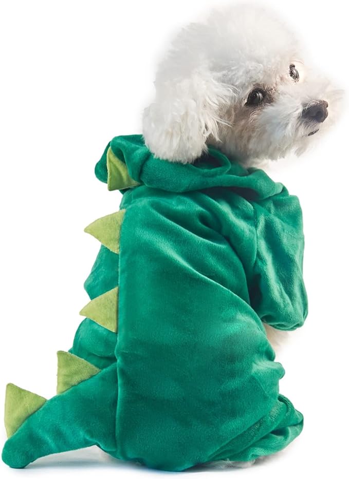 Hotumn Dinosaur Dog Halloween Costume Pet Dino Hoodie for Small Dogs (Medium, Green)