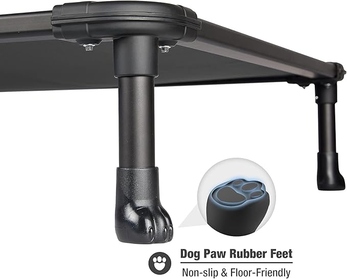 Veehoo Chew Proof Elevated Dog Bed - Cooling Raised Pet Cot - Rustless Aluminum Frame and Durable Textilene Mesh Fabric, Unique Designed No-Slip Feet for Indoor or Outdoor Use, Black, Large, CWC2002