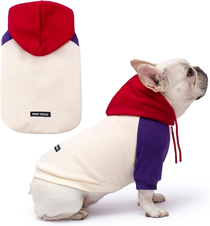 Color Block Dog Hoodie Dog Clothes Extra Warm Fleece Lining Stretchy Fit for Small Medium Large Dogs (Purple Cream, XXX-Large)
