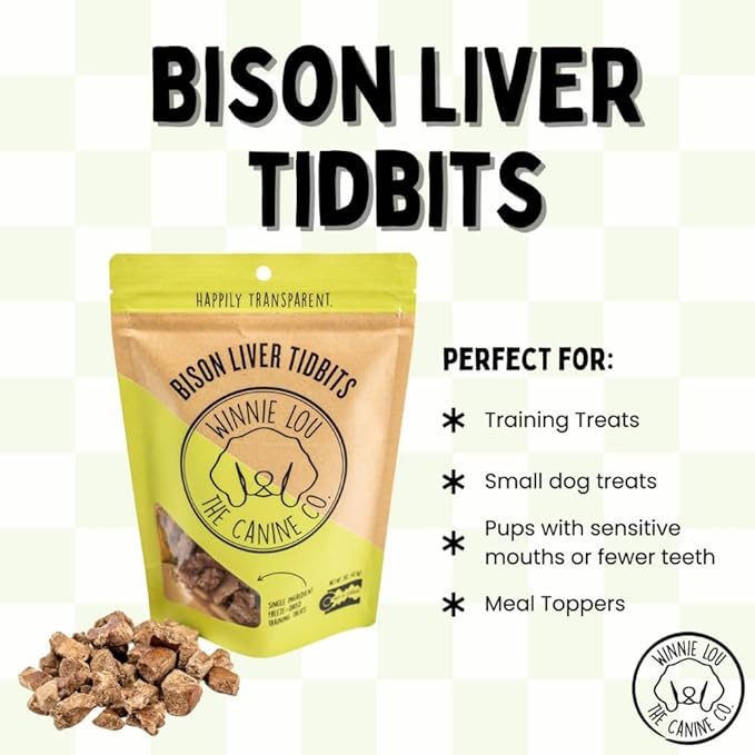 Freeze Dried Bison Liver Tidbits - Single Ingredient, Human-Grade, No Artificial Flavors or Fillers, Perfect for Training (Pack of 1)