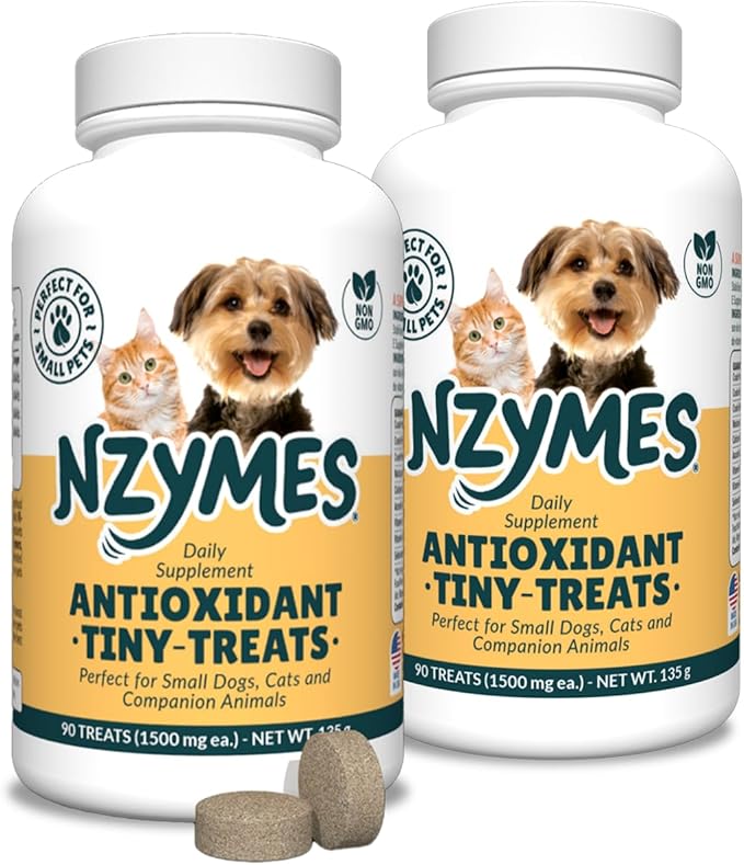 Nzymes® Antioxidant Tiny Treats - for Dogs Joints, HIPS, Paralysis, Skin, Coat, Hair Loss, Aging, Digestion, Seizures - Dog Treats for Small Dogs - 180 Treats - Made in The USA