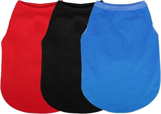 Paiaite 3 Pieces Plain Dog Shirt Sleeveless Puppy Cotton Dog Shirts Breathable Pet Apparel Tank Top Colorful Puppy Sweatshirt Clothes for Small Medium Dogs Red Black and Blue 3XL