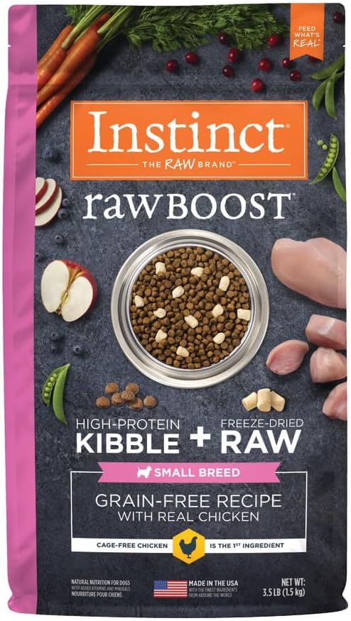 Instinct Raw Boost Small Breed, Natural Dry Dog Food with Freeze Dried Pieces, High Protein, Grain Free Recipe - Real Chicken, 3.5 lb. Bag