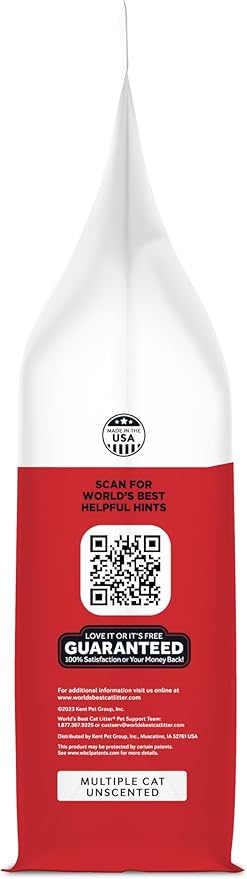 WORLD'S BEST CAT LITTER Multiple Cat Unscented, 8-Pounds - Natural Ingredients, Quick Clumping, Flushable, 99% Dust Free & Made in USA - Long-Lasting Odor Control & Easy Scooping