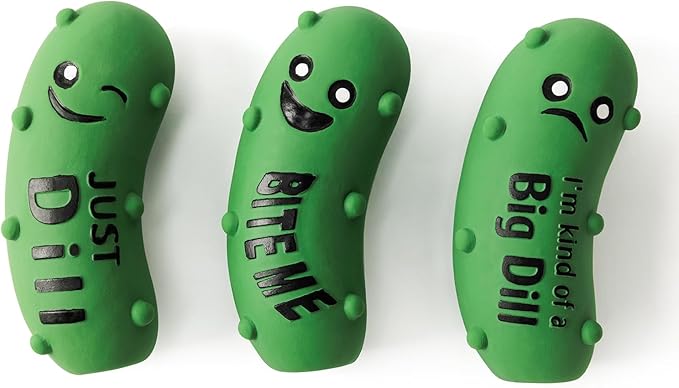 3 Pack Squeaky Dog Toys, Soft Latex Rubber Squeaky Ball for Small Dogs Puppies, Cute Bounce Squeak Crunchy Pickle Pet Dog Toy