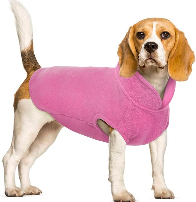 FUAMEY Dog Fleece Vest for Large Dogs,Warm Stretchy Dog Sweatshirts Pullover with Leash Hole Dogs Sweater Soft Pet Turtleneck Cozy Pet Vest Lightweight Sleeveless Pink XL