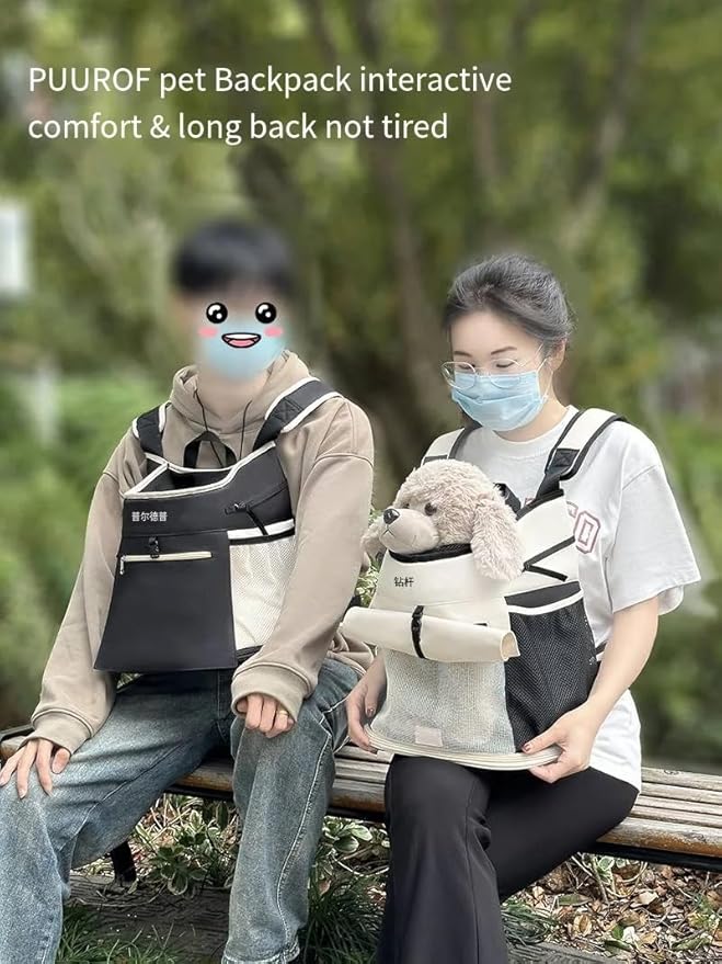 Bag for Cats Chest Dog Backpack Small Dog cat go Out Bag Break Free Walk Dog Dirty pet Backpack Car (Black, Large)