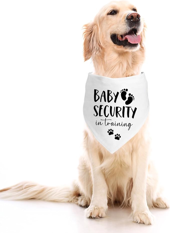 Baby Security in Training Dog Bandana Pet Scarf Pregnancy Announcement Dog Bandanas for Dogs Pet Accessories for Dogs Lovers Pregnancy Reveal Ideas (White)