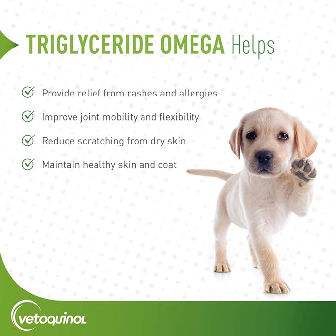 Vetoquinol Triglyceride Omega 3 Supplement for Dogs and Cats, Fish Oil Supplement with EPA and DHA, Promotes Skin, Coat, Joint, and Immune Health, Omega 3 Fish Oil for Dogs and Cats up to 30lbs, 250ct