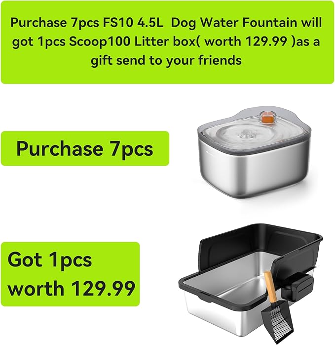 Cat Water Fountain Stainless Steel,4.5L/158oz Wired Cat Water Dispenser,Wired Pet Water Fountains for Cats Indoor,Quiet Dog Water Bowl,Colorful Water Level Float, Gray - FS10