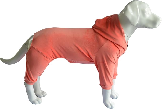 Lovelonglong Dog Jumpsuit PJS for All Seasons, Velvet & Cotton Liner, Lobster Pink, Sizes XS-XXXL