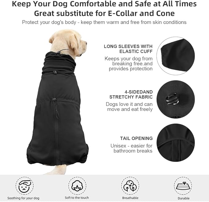 Dog Pajamas for Large Dogs,Extra Large Stretch, Suitable for Adult, Medium-Sized Dogs, Large Pet Jumpsuit Four-Legged Dog Clothes, Pet Clothing. (Black, 4XL)