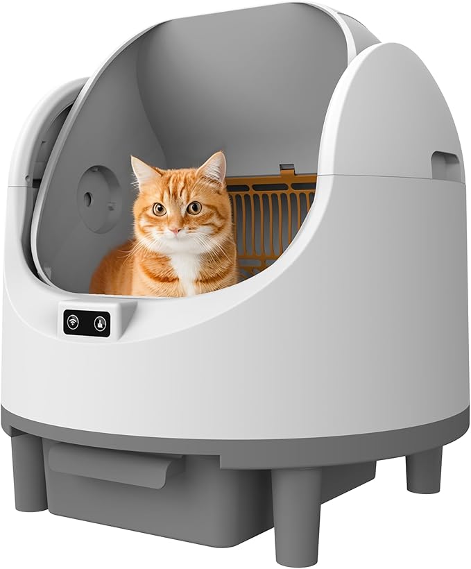 Self Cleaning Litter Box, Cat Litter Box Automatic Cleaning with APP Control, Eco-Friendly Odorless Waste Treatment with Bags Included, Large Waste Bin, Open-Top