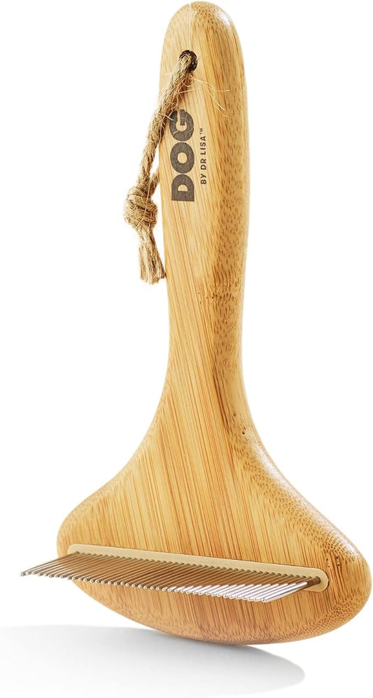 DOG by Dr Lisa - Rake - Brush for Dogs - for Thick-Coats - for Shedding and Grooming - Made from Sustainable Bamboo - Vet-Created - One Size