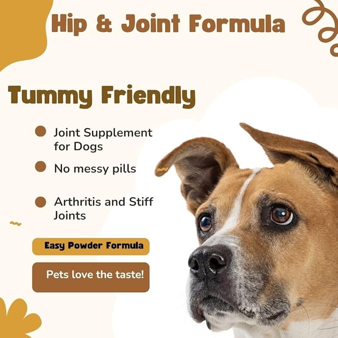 Nature's Pure Edge Dog & Cat Hip + Joint Powder Supplement – Extra Strength Glucosamine & Chondroitin for Dogs (Senior Friendly) | Arthritis & Joint Pain Relief | 170 g