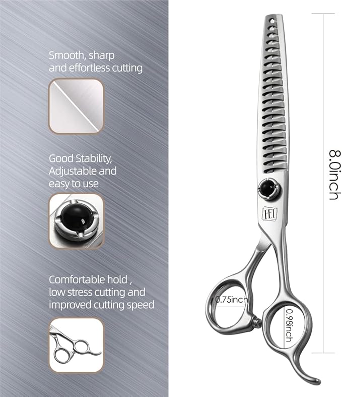 Dog Grooming Scissors: 7 inch Pet Chunker Shears Made Of Japanese 9CR Advanced Stainless Steel Professional Grooming Scissors for Dogs Cats and Other Pets