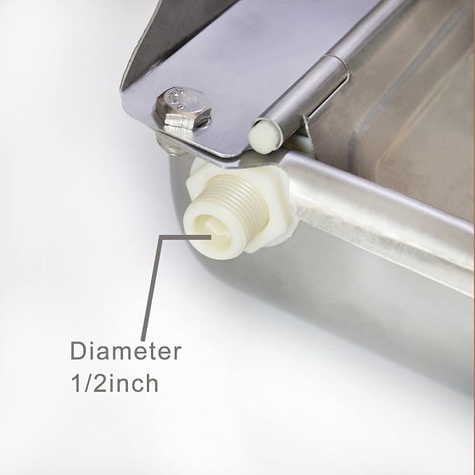 Automatic Water Bowl 304 Stainless Steel Pet Water Dispenser Dog Feeder Waterer for Large Dogs with 40" Steel Hose, 2 Float Valve, Copper Connector Adapter, 2 Bolts (Without Drainage Hole)