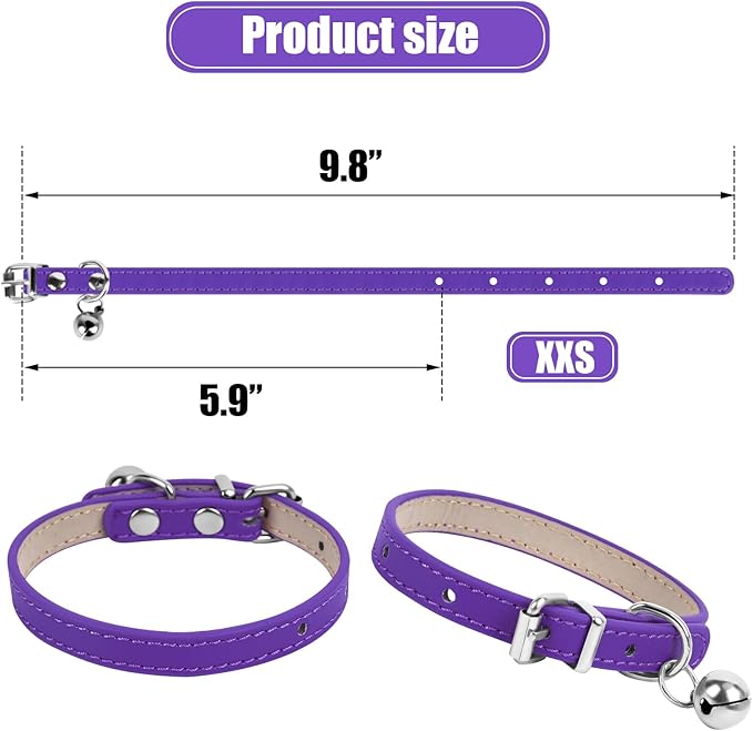 XXS Dog Collar Teacup Dog Collar, Light Pink Dogs Collars, Teacup Dog Collars for Small Dogs Cats, Pink, 3/8 inch Width