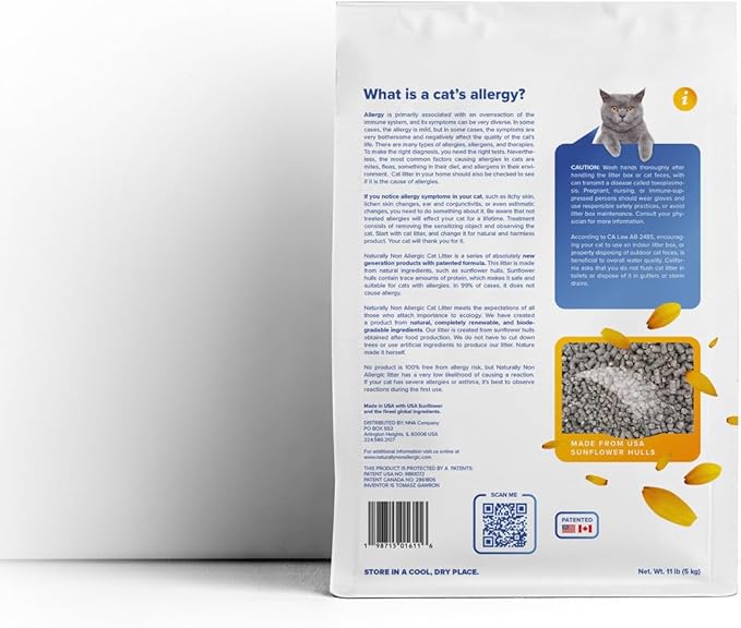 Cat Litter, Quick Clumping, 11 lb, 100% Natural Sunflower Hulls, Sunflower Scent (Pack of 1)