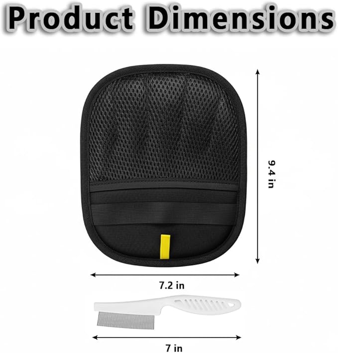 Pet Hair Removal Glove for Dogs & Cats,Five-Finger Electrostatic Glove for Clothes,Couch,Carpets,Car Seat,Individually Wrapped 2 Pack Black,L