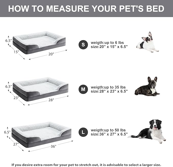 Orthopedic Dog Bed for Medium Dogs, Egg Crate Foam Bed for Medium Dogs, Equipped with Removable Waterproof Pillow Cover and Anti-Slip Bottom, Pet Bed