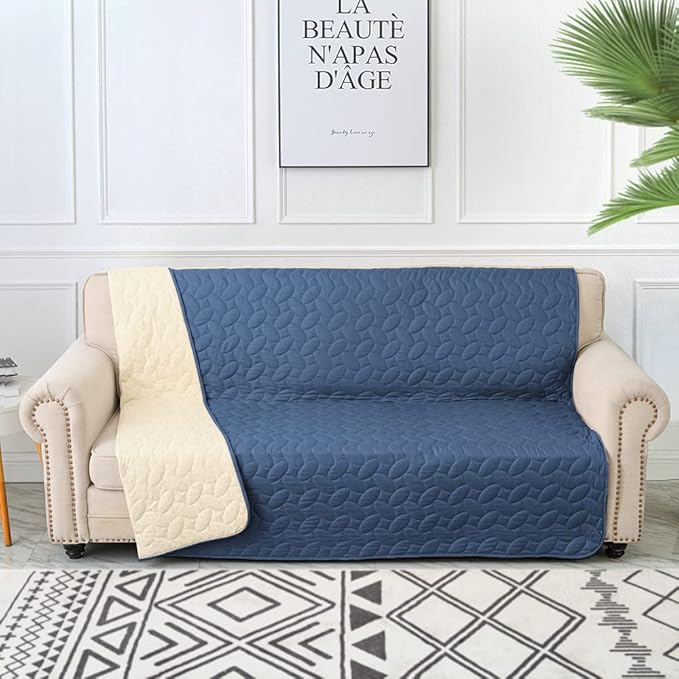 Ameritex Waterproof Pet Bed Cover Anti-Slip Dog Bed Blanket for Sofa and Furniture Waterproof New Pattern Design (Navyblue, 30x80 Inch (Pack of 1))