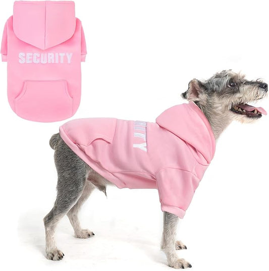 SCENEREAL Security Dog Hoodie Sweater for Large Medium Small Dogs, Embroidered Dog Clothes with Hat Pockets and Leash Hole, Soft Warm Fleece Pets Cold Weather Halloween Costumes for Boys Girls