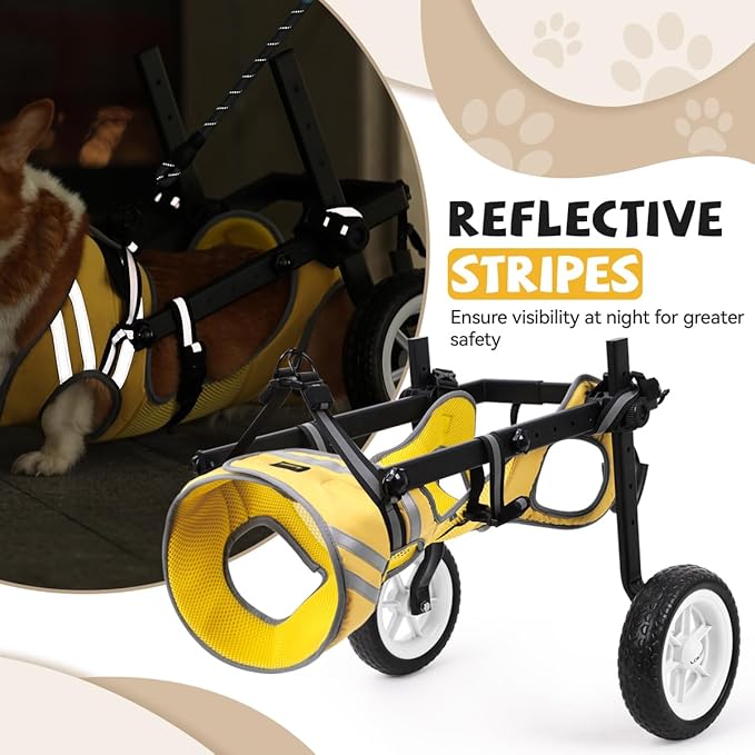 Dog Wheelchair for Back Legs, Newly Wheelchair for Small to Medium Dogs, Adjustable Dog Carts with Wheels for Disabled Hind Leg, All-Terrain Tires Wheels for Dogs Back Legs - L