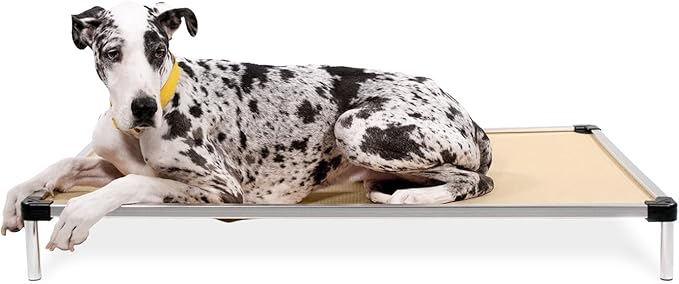 K9 Ballistics Chew Proof Elevated Outdoor Cooling Cot Bed for XX Large Dogs - Virtually Indestructible, Preassembled, Withstands Aggressive Chewers - XXL, Ripstop Sandstone