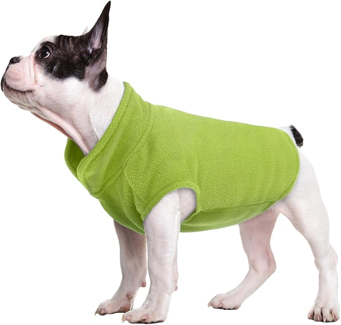FUAMEY Dog Fleece Vest for Small Dogs,Warm Stretchy Dog Sweatshirts Pullover with Leash Hole Dogs Sweater Soft Pet Turtleneck Cozy Pet Vest Lightweight Sleeveless Green S