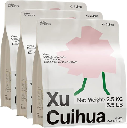 Corn & Bentonite Cat Litter, Strong Clumping Litter, Odor Control, Easy Scooping, Clumps Lift Cleanly, Low Dust, 5.5 LB x 3 Bags