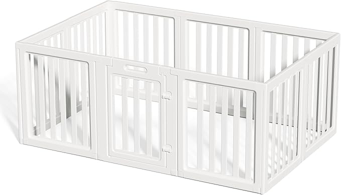 Clear Dog Play Pen,Pet Playpen with Door,Easy to Clean and Install Puppy pens for Both Indoor and Outdoor use (White, 23.6" Height, 12)