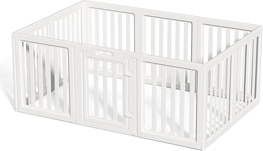 Clear Dog Play Pen,Pet Playpen with Door,Easy to Clean and Install Puppy pens for Both Indoor and Outdoor use (White, 23.6" Height, 12)