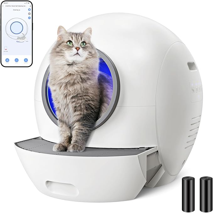Self Cleaning Litter Box, Automatic Litter Box Self Cleaning for Multiple Cats, Extra Large Robot Cat Litter with Safety Sensor Protection, Odor Removal, Smart APP Control, Litter Tracking Pedal