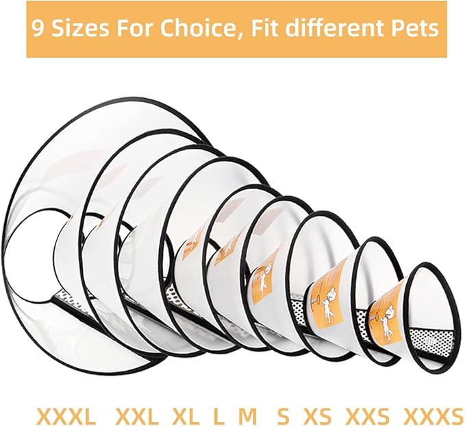 Plastic Pet Recovery Collars & Cones for Dogs and Cats After Surgery Adjustable Dog Neck Cone Surgical Elizabeth E-Collar Prevent Biting and Stop Licking Wound (XXXL)