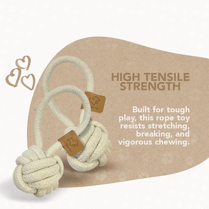 Eco Cotton Rope Ball Dog Toy, Natural Cotton Dog Toy & Ball Rope Toys for Dogs, Toy for Big & Small Dog, Densely Woven & Durable Training Toys