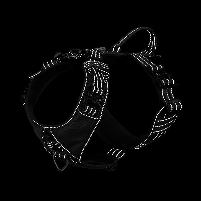 ICEFANG Dog Strap Harness with 4 x Metal Buckles,for X-Large Sized Dog,K9 Vest,Y-Shape Chest,Adjustable Pet Harness,No-Pull Front Leash Clip (X-Large (Pack of 1), Black)