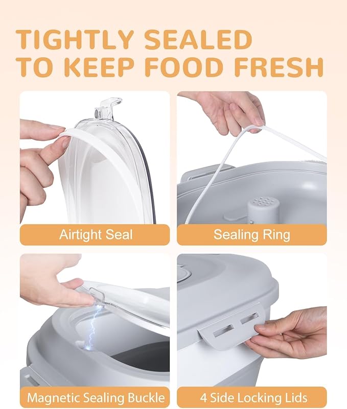 30-35 Lbs Dog Food Storage Container Collapsible Dog Food Container with Airtight Lids, Wheels, Scoop and 2pcs Food Storage Containers, Large Pet food storage for Dog, Cat