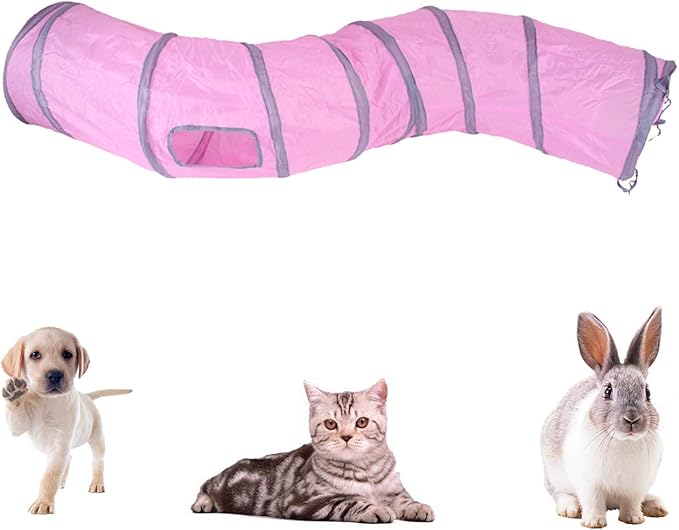 Cat Tunnel for Indoor Cats Interactive, Rabbit Tunnel Toys, Pet Toys Play Tunnels for Cats Kittens Rabbits Puppies Crinkle Pop Up 47" Shape S