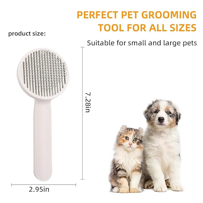 Versatile Pet Grooming Brush - Gently Removes Loose Undercoat, Suitable for Cats and Dogs, Ideal for Massage (Gray)