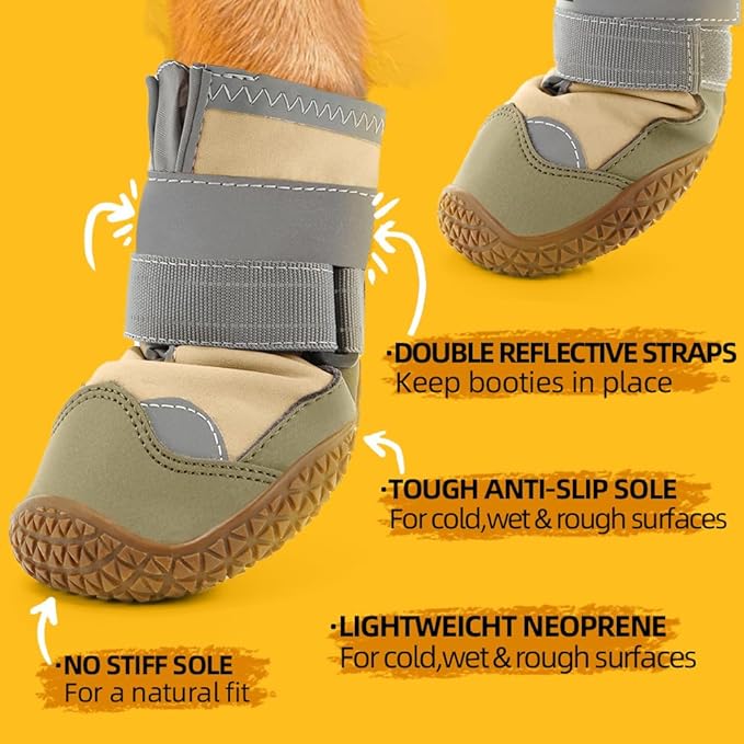 Dog Shoes for Small Dogs, Dog Boots & Paw Protectors for Hardwood Floors, Outdoor Dog Booties for Hot Pavement Winter Snow Hiking, Waterproof Dog Shoes with Reflective Strips Size 1