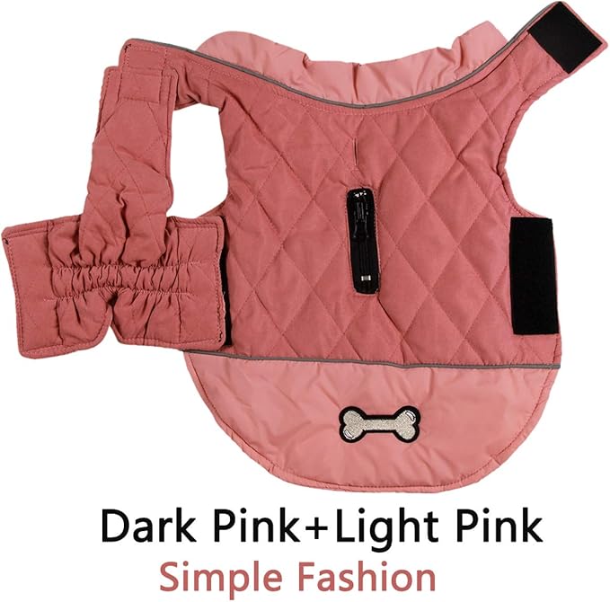 Reversible Dog Coats for Large Dogs Waterproof Warm Dog Jacket for Cold Winter,Pink XL
