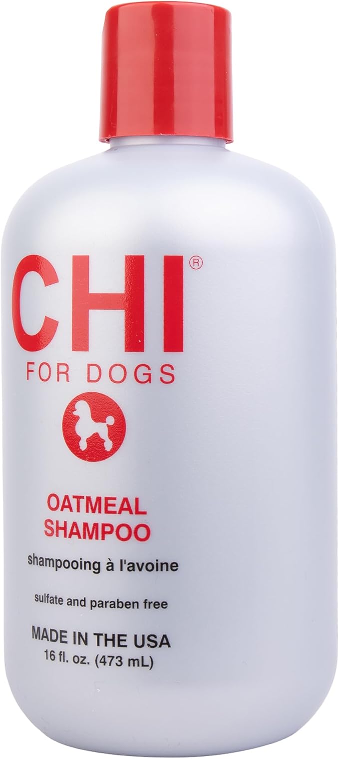 CHI for Dogs Oatmeal Shampoo - Best Dog Wash for Dry Skin and Itch Relief - Gentle Formula with Soothing Ingredients - Sulfate and Paraben Free - pH Balanced - Made in USA, 16 Fl Oz