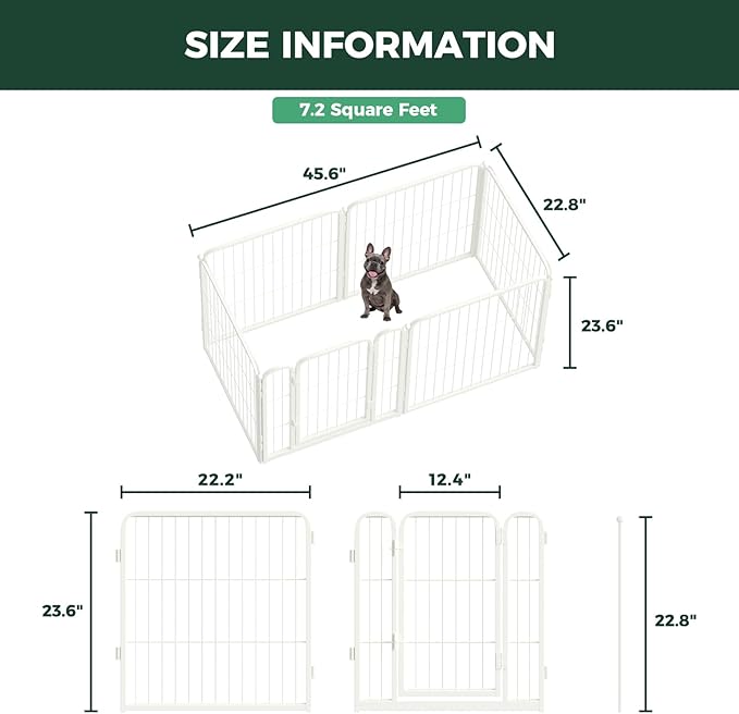 FXW Homeplus Unleashed Indoor Dog Playpen - Stress-Free and Safe Play, Heavy Duty 24 Inch 6 Panels Dog Pen for Puppy and Small Dogs, White│Patented