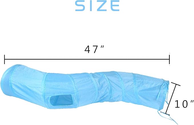 Cat Tunnel for Indoor Cats Interactive, Rabbit Tunnel Toys, Pet Toys Play Tunnels for Cats Kittens Rabbits Puppies Crinkle Pop Up Blue 47" Shape S