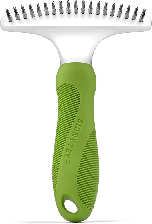 Dematting Comb for Dogs & Cats - Pet Grooming Rake for Removing Matted Hair from Under Coat, Shedding Control Tool - Non-Scratch Detangler & Undercoat Fur Remover - Ebook Guide