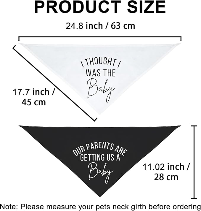 2 Pack Dog Bandanas for Pregnancy Announcement, Cute Adjustable Pet Bandana Scarf for Small Medium Large Dogs, Gender Reveal Puppy Accessories, Soft Breathable Fabric for Puppy Cats