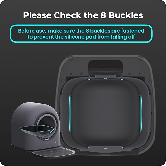 HHOLOVE TYPro Self Cleaning Cat Litter Box Automatic Hands-Free Smart Robot self Cleaning Cat Litter Box for Multiple Cats with APP Control Safe with Litter Mat Waste Bags and Deodorizer Dark Grey